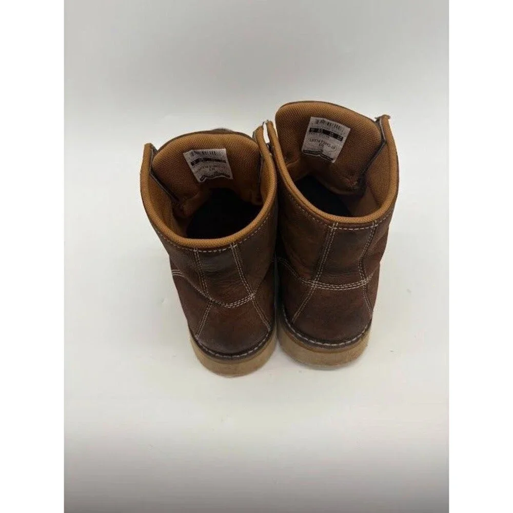 Men Sz 11.5 Carhartt CMW6295 Waterproof Steel Toe Wedge Work Boots Brown Leather